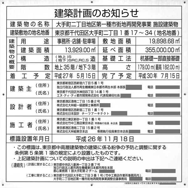 大手町二丁目地区第一種市街地再開発事業