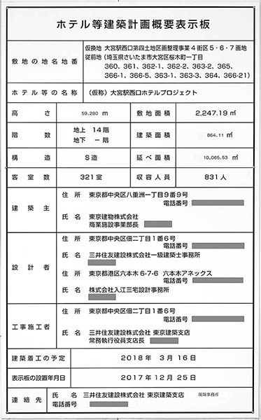 カンデオホテルズ大宮(仮称)の建築計画のお知らせ