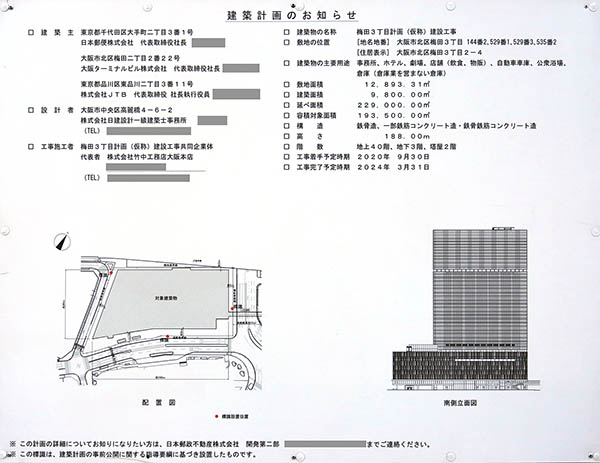 梅田3丁目計画（仮称）建設工事の建築計画のお知らせ