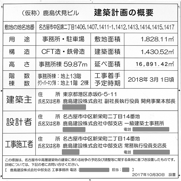 名古屋伏見Kスクエアの建築計画のお知らせ