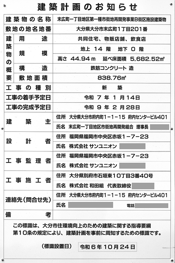 末広町一丁目地区第一種市街地再開発事業の建築計画のお知らせ