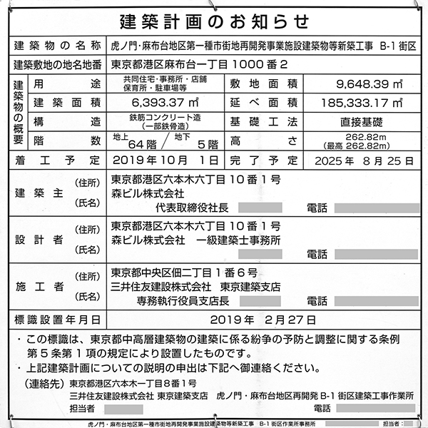 麻布台ヒルズレジデンスBの建築計画のお知らせ