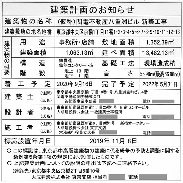 (仮称)関電不動産八重洲ビルの建築計画のお知らせ