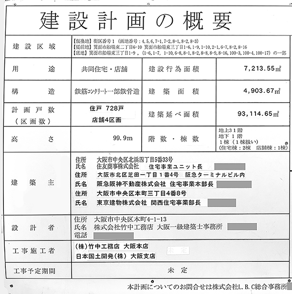 W TOWERS 箕面船場 (クラッシィタワー箕面船場／ブリリアタワー箕面船場 SKY & GARDEN)の建築計画の概要